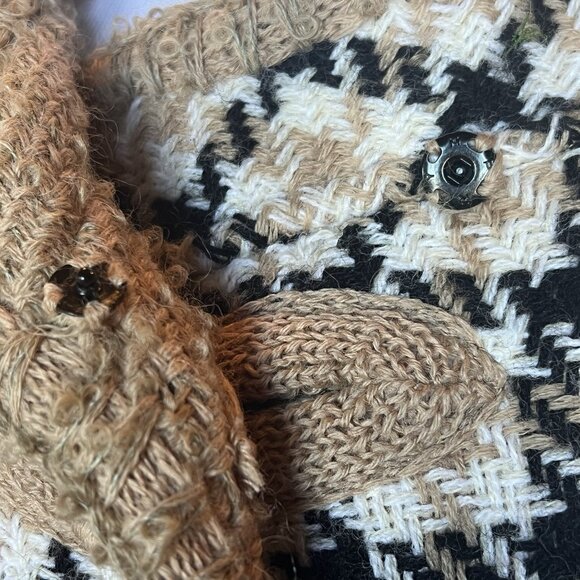 Vtg 60's Cape Reversible Wrap Coat Scarf Jacket Coat One Size S M L XL Check - Picture 13 of 16